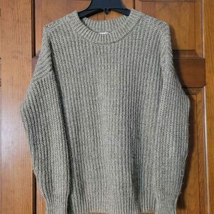 Women's Size XS SO Brand Oversized Knit Sweater Beige Long Sleeve